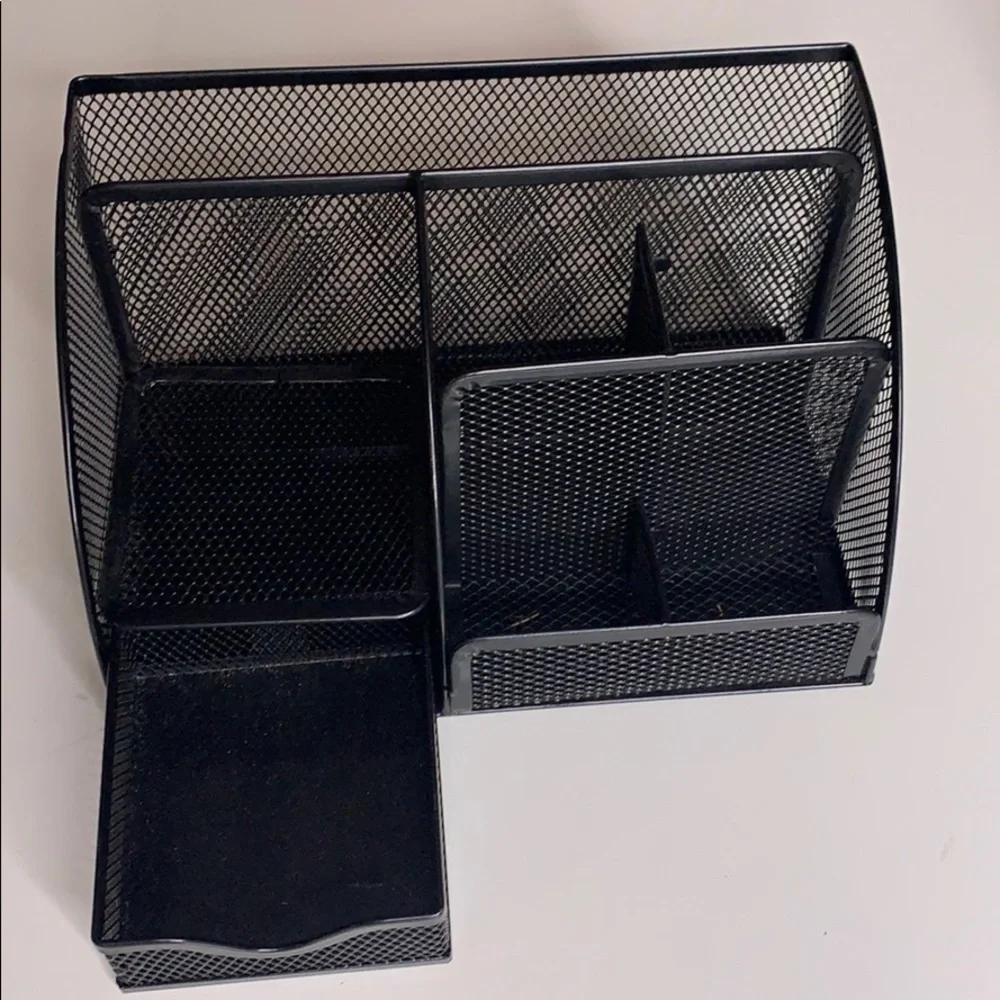 2 Home Office Desk Organization Trays Black White supplies